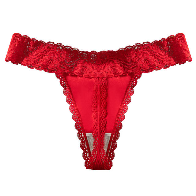 Low-waisted European and American sexy lace-trimmed thong for women's daily wear, pure cotton, comfortable, seamless, butt-lifting t-pants for women, large size
