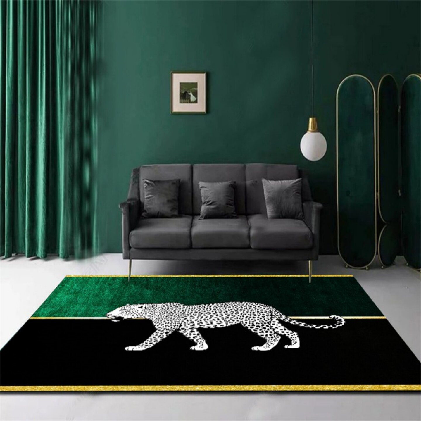 轻奢现代鎏金美式豹子个性客厅大地毯卧室高级感沙发茶几毯全铺垫