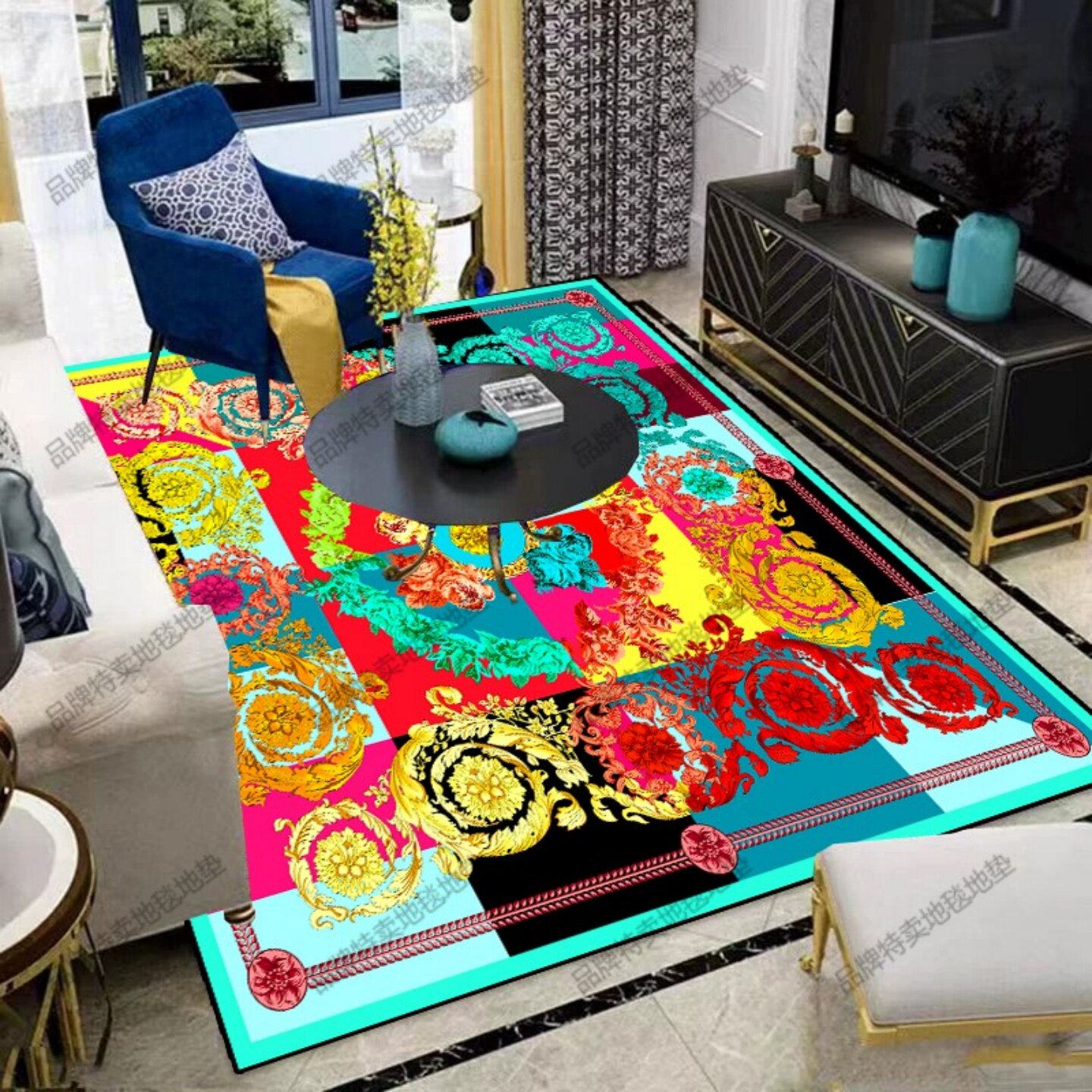 2025新款潮牌网红大尺寸地毯客厅高级感沙发茶几毯卧室地垫床边毯