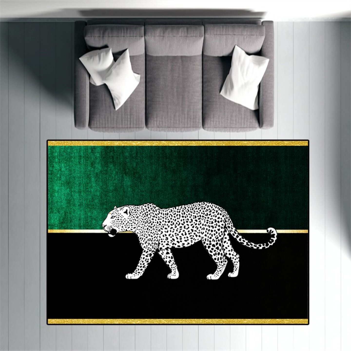 轻奢现代鎏金美式豹子个性客厅大地毯卧室高级感沙发茶几毯全铺垫