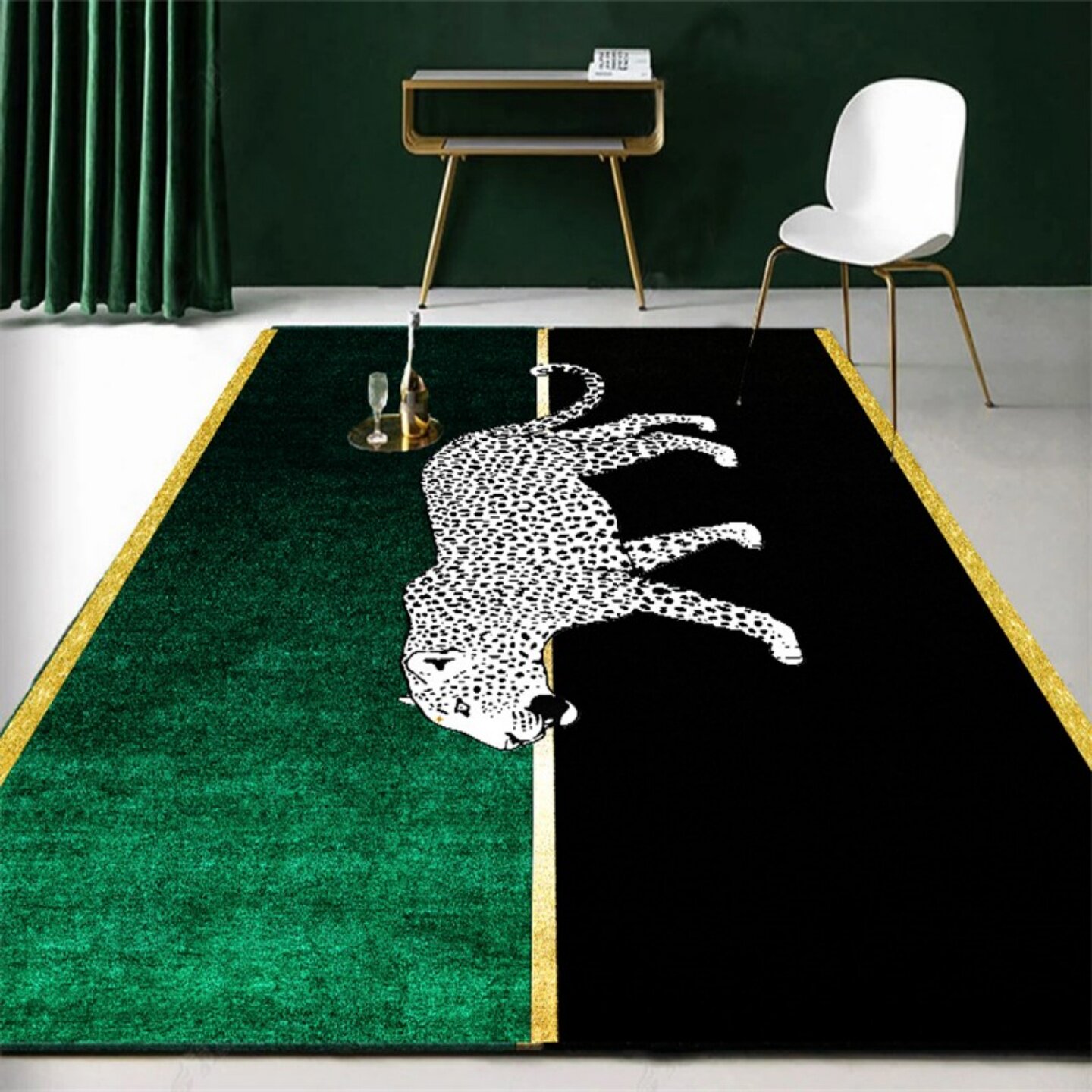 轻奢现代鎏金美式豹子个性客厅大地毯卧室高级感沙发茶几毯全铺垫