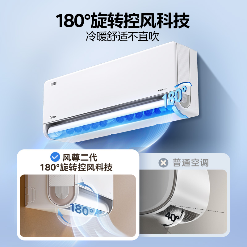 美的风尊二代空调1匹一级能效变频冷暖家用壁挂式除湿挂机MXCⅡ - 图0