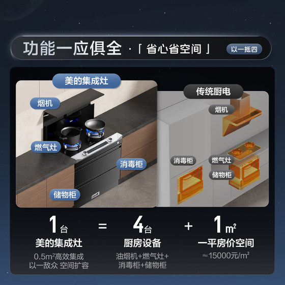 Midea Qingkong series integrated stove FD90 integrates consumption and storage