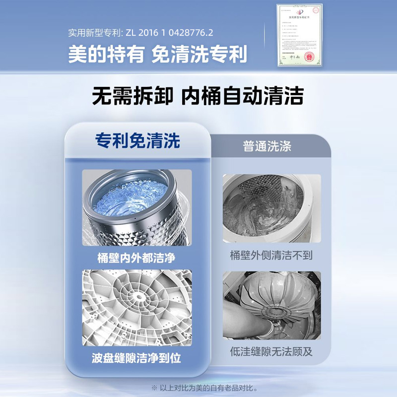 美的8.5公斤波轮洗衣机全自动家用租房宿舍免清洗小型洗脱一体机