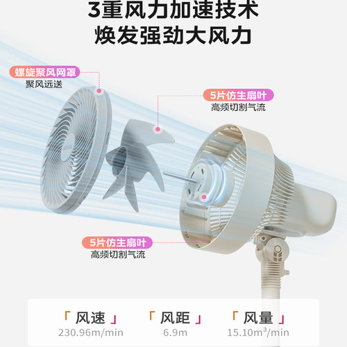 华凌空气循环扇家用摇头多高度立式电风扇落地宿舍台式电扇循环扇 - 图0