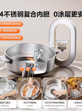 美的不锈钢电煮锅0涂层电火锅