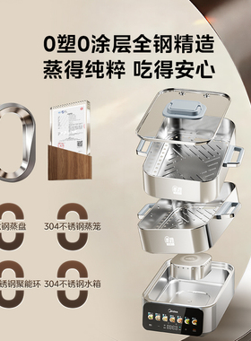 美的26新款不锈钢电蒸锅AI蒸魔方