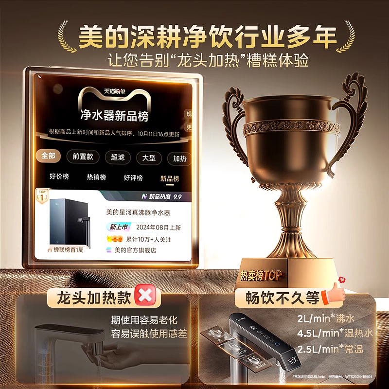 政府补贴美的星河真沸腾净热直饮家用0阻垢剂净水器1800G温热水 - 图1