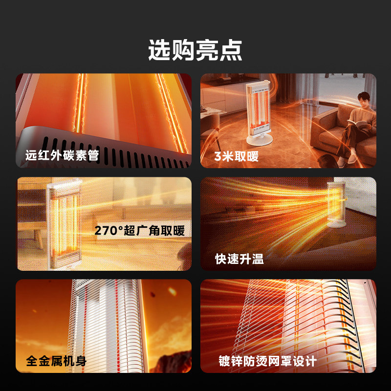 美的小太阳取暖器电暖器办公室小型电暖风家用节能省电烤火炉,淘宝优惠券,粉丝福利购,淘宝优惠卷