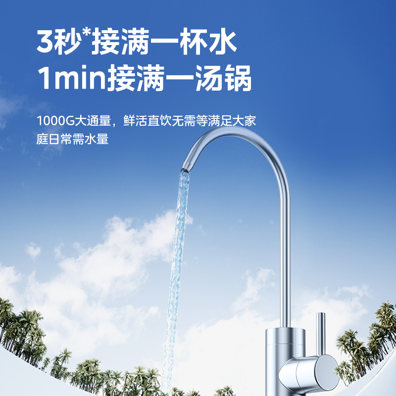 美的联名华凌真鲜活1000G净水器家用纯净饮水机厨卫新款RO反渗透