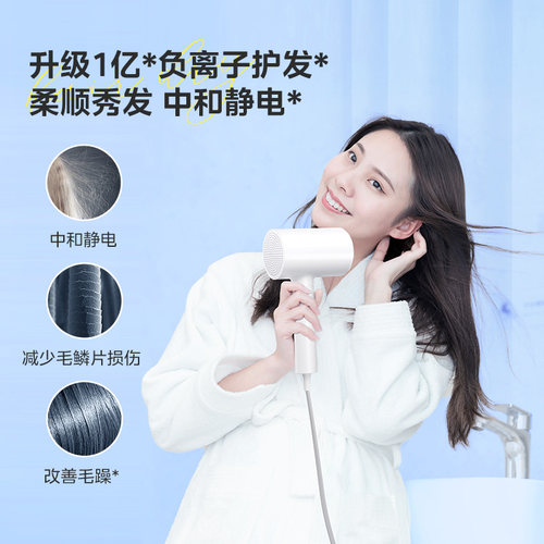美的电吹风机家用负离子大风力护发速干大功率吹风筒折叠宿舍学生 - 图1