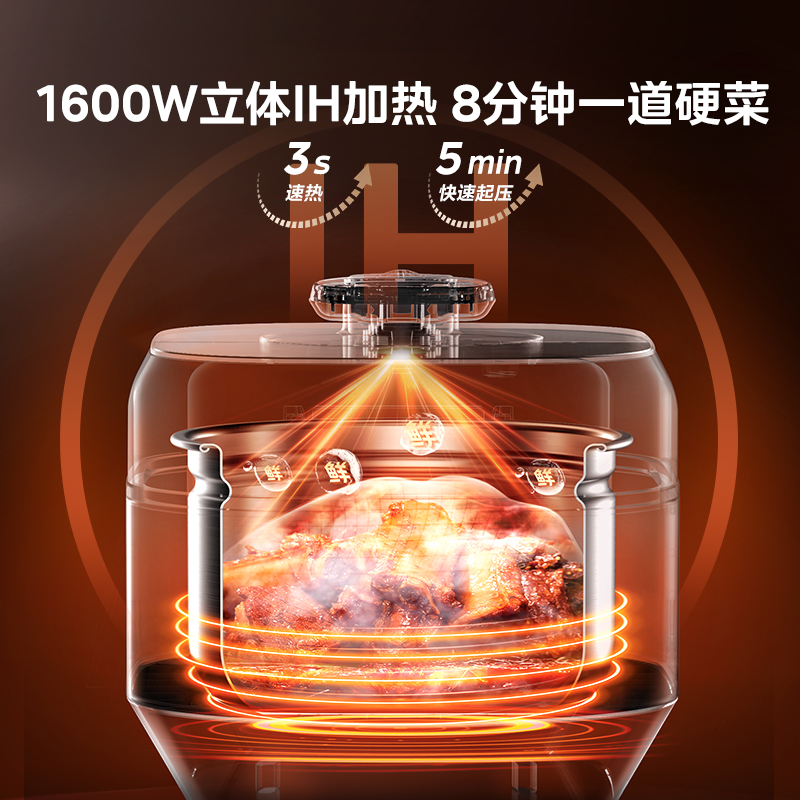 美的速嫩感电压力锅不沾双胆家用智能预约高压锅大容量快速电饭煲