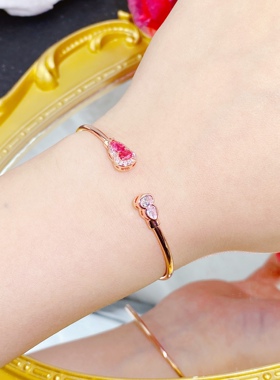 葫芦项链女轻奢小众设计ins手环高级感气质满钻长款耳环彩宝手镯