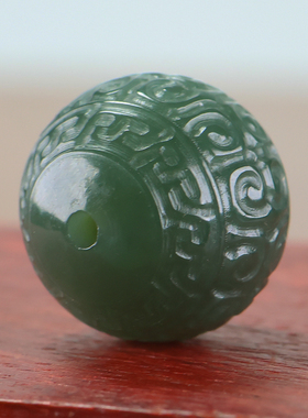 新疆和田玉青玉回纹圆珠手串配饰单珠玉石手链配珠佛珠青白玉散珠