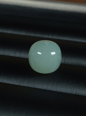 新疆和田玉老型珠单珠手串女青白色玉石散珠diy配珠青色手链男士