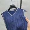 V-neck Korean slim sweater vest men's autumn and winter plus velvet thickened knitted vest pullover sleeveless jacket trendy