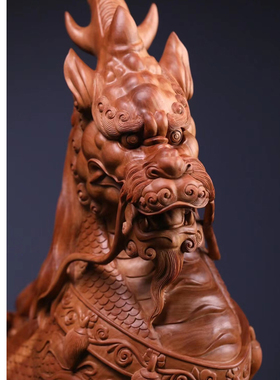 印度老山檀香麒麟摆件檀香木清刀雕刻收藏送礼木制品红木工艺雕作