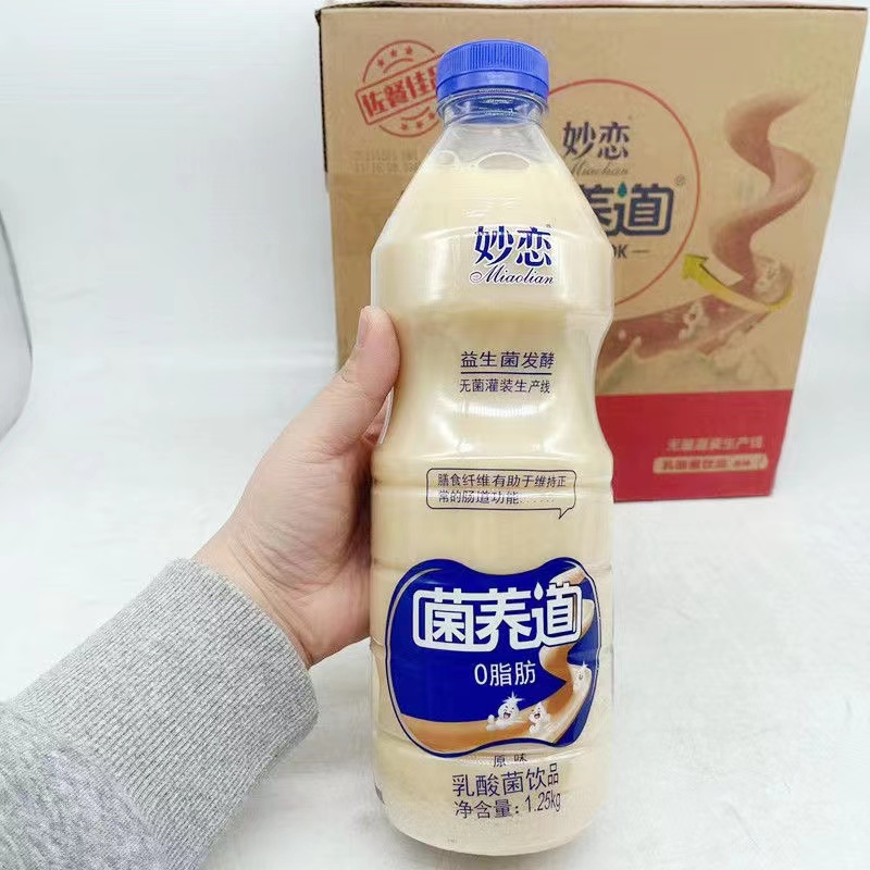 妙恋乳酸菌饮品1.25升大瓶胃动力学生益生元整箱包邮饮料原味酸牛 - 图1