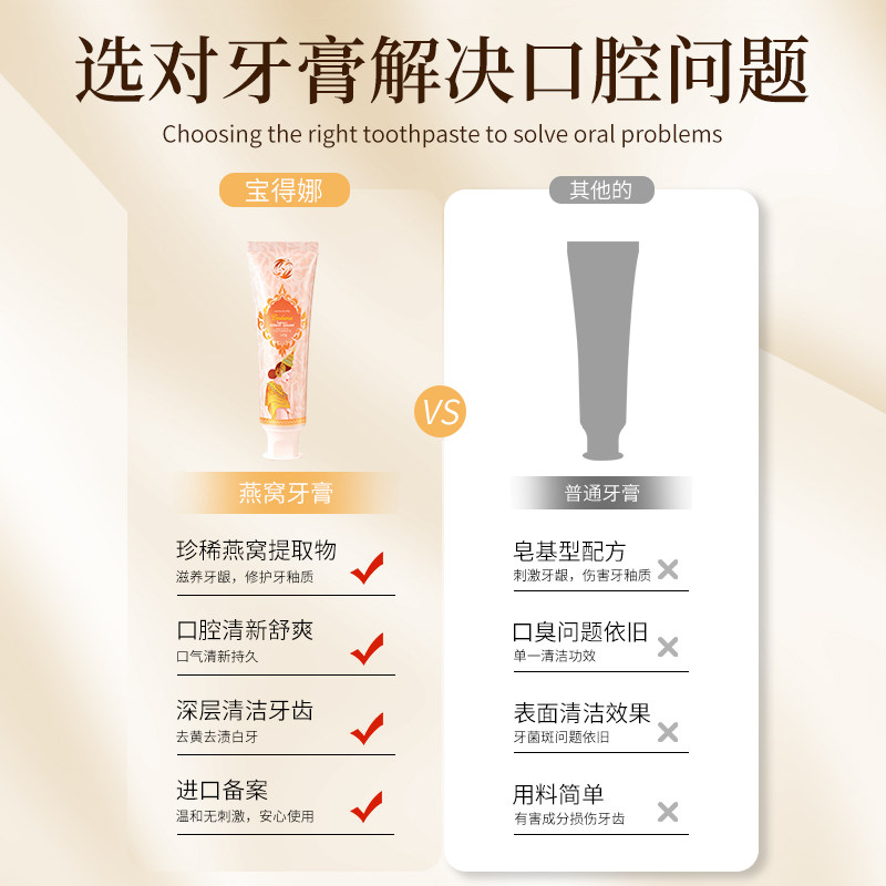 【三支装】Bodana/宝得娜泰国进口燕窝美白牙膏清新口气牙龈去渍,淘宝优惠券,粉丝福利购,淘宝优惠卷