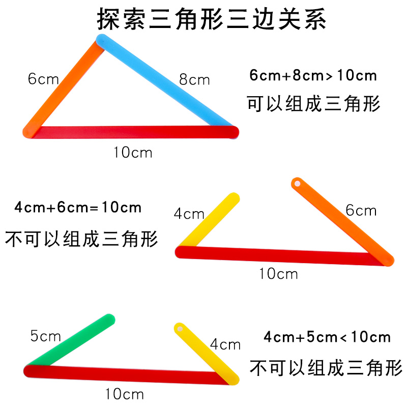 平行四边形活动框架教具小学多边形拼接条套装三角形三边关系学具 - 图0