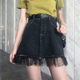 Denim skirt new style Hong Kong style mesh splicing