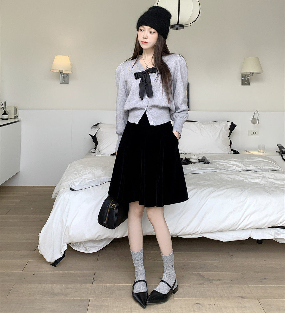 大码丝绒口袋百褶裙女中长款高腰a字裙秋冬韩版显瘦蓬蓬裙半身裙,淘宝优惠券,粉丝福利购,淘宝优惠卷