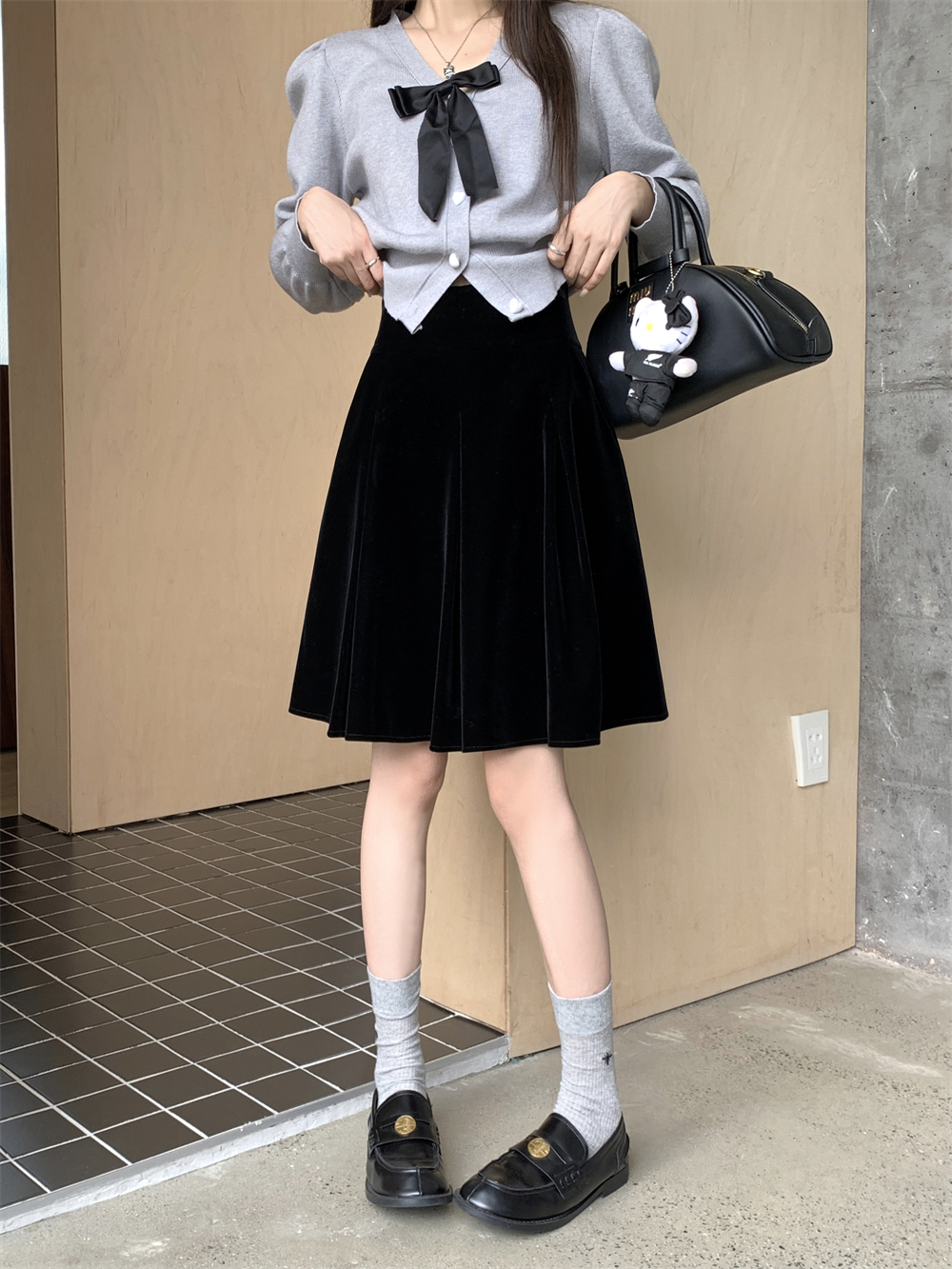 大码丝绒口袋百褶裙女中长款高腰a字裙秋冬韩版显瘦蓬蓬裙半身裙,淘宝优惠券,粉丝福利购,淘宝优惠卷