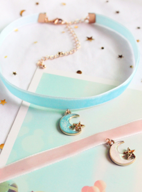 七彩纯手工马卡龙月亮星空系列短项链颈链