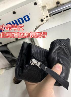头层绵羊皮出口可折叠开拉链盆帽