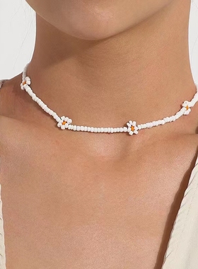 夏花何冉徐若晗同款白色串珠项链