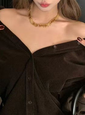 网红欧阳同款重磅纯手工拼接choker项链女小众设计2025年新款爆款