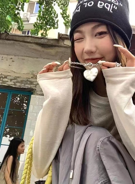 区区欧阳做旧肌理感爱心项链