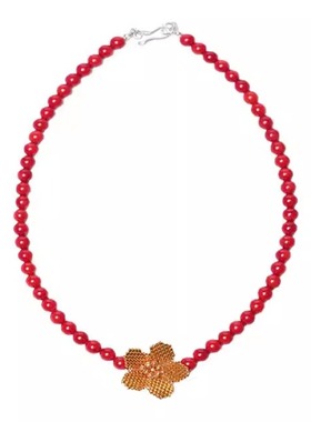 MONA同款花朵个性米珠串珠项链女新中式小众百搭锁骨链寄颈链配饰