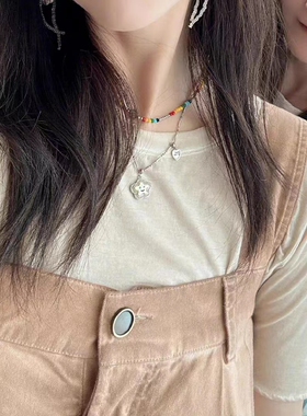 多巴胺彩色串珠笑脸项链