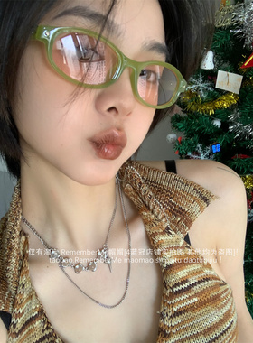 清新显白绿色辣妹椭圆太阳镜