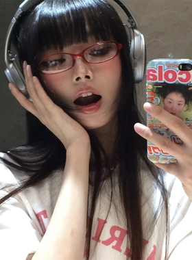 网红红色小框平光镜纯欲风眼镜框