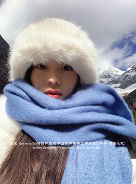 仿皮草毛绒蒙古帽显脸小氛围感女