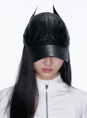 SANB皮革蝴蝶拼接棒球帽男女
