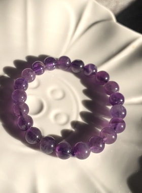 代杭州上天竺流通处水晶手链单圈紫晶福禄寿平安天然小众手串佛珠