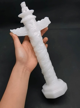 天然白玉华表摆件石雕龙柱文化柱盘龙柱公司办公室风水摆件装饰品