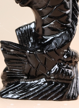 天然黑耀石鲤鱼跃龙门摆件创意客厅家居酒柜摆设桌面装饰乔迁新居