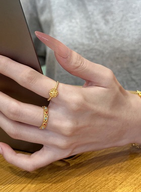 今饰有约中古锦绣繁华叠戴戒指女