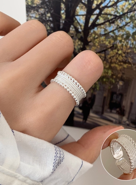 今饰有约蕾丝几何宽面戒指女