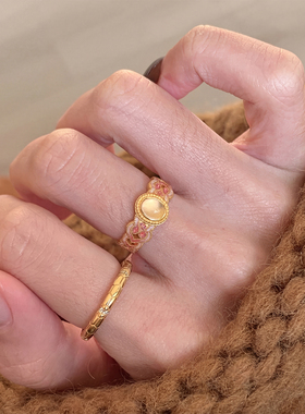 今饰有约逃之夭夭粉晶珐琅戒指