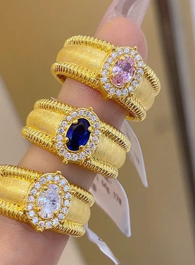 今饰有约拉丝排珠戒指宝石指环