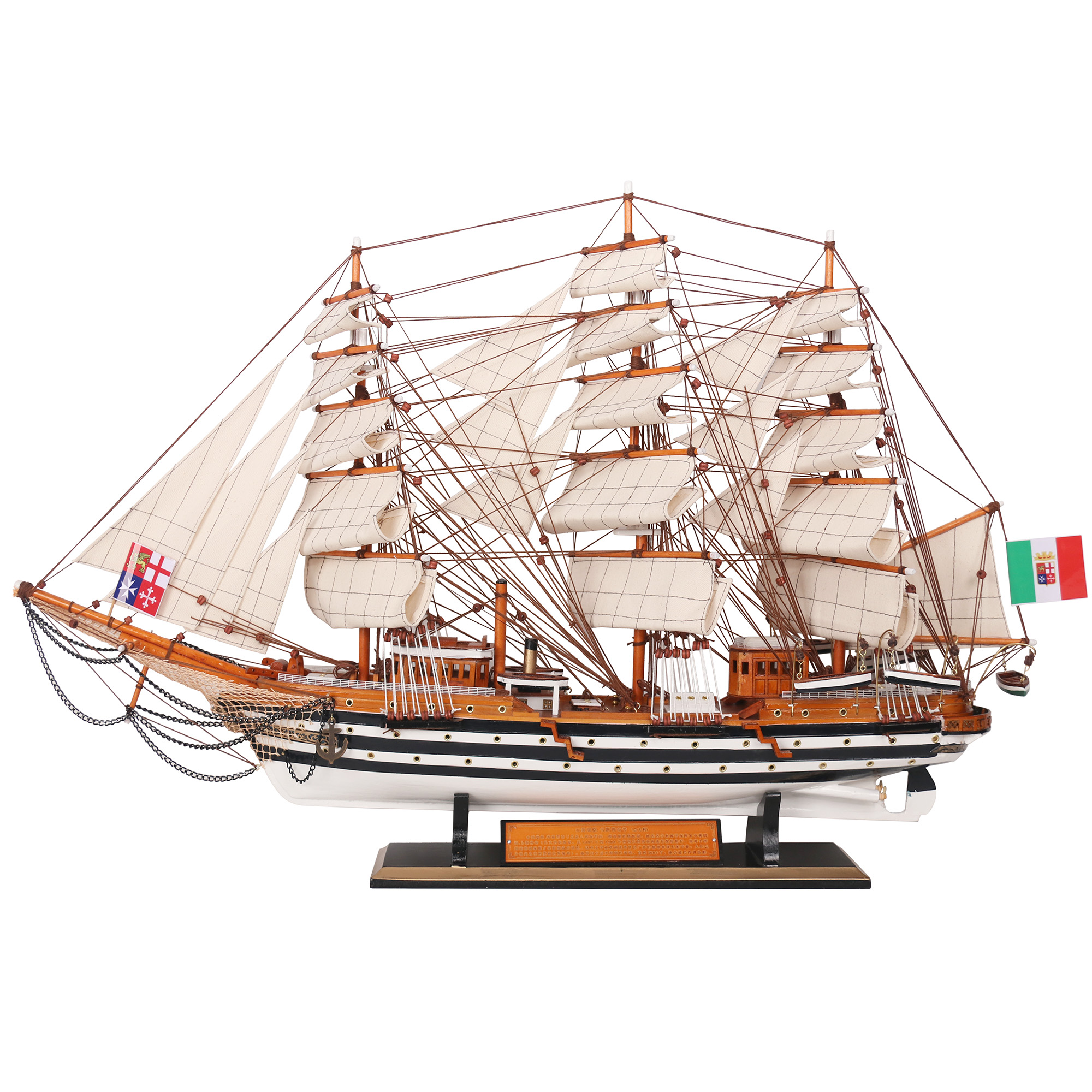 实木质欧式帆船模型家居装饰摆件轻奢乔迁礼物一帆风顺工艺品 - 图3