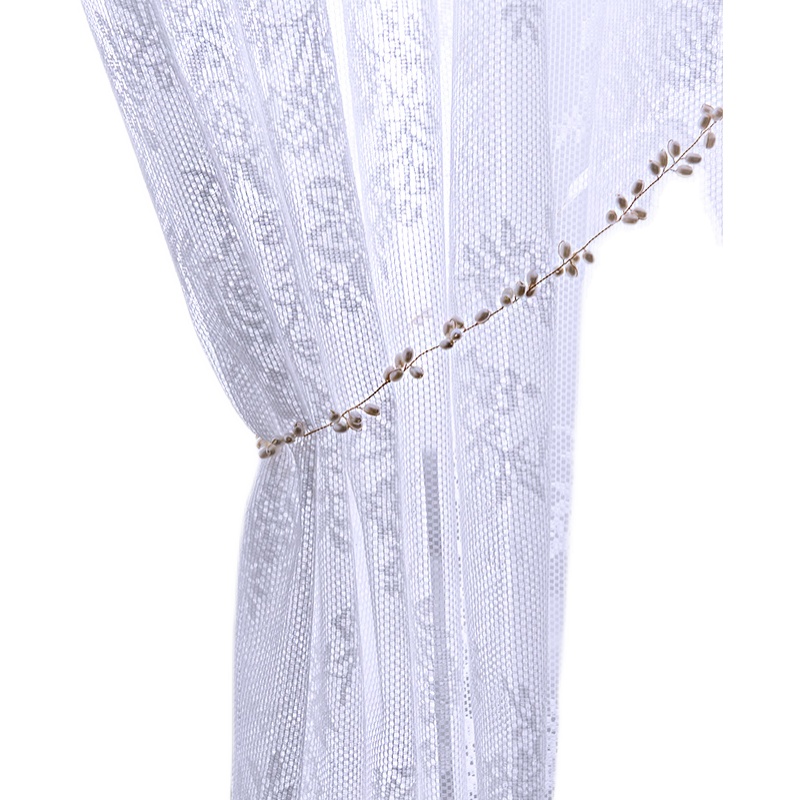 免打孔魔术贴窗帘窗纱帘法式白色蕾丝客厅阳台飘窗门帘隔断穿杆帘 - 图3