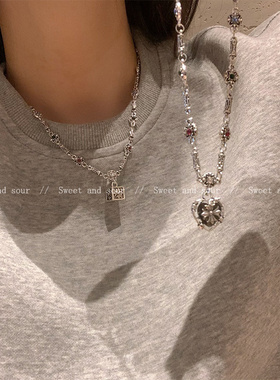 y2k方块克罗项链女小众轻奢