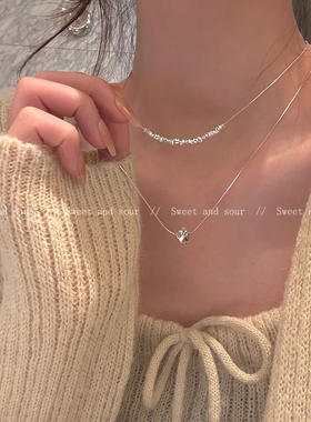 碎银子项链轻奢小众设计高级感2025年新款双层颈链秋冬百搭毛衣链