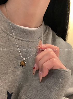 美拉德复古天然虎眼石项链